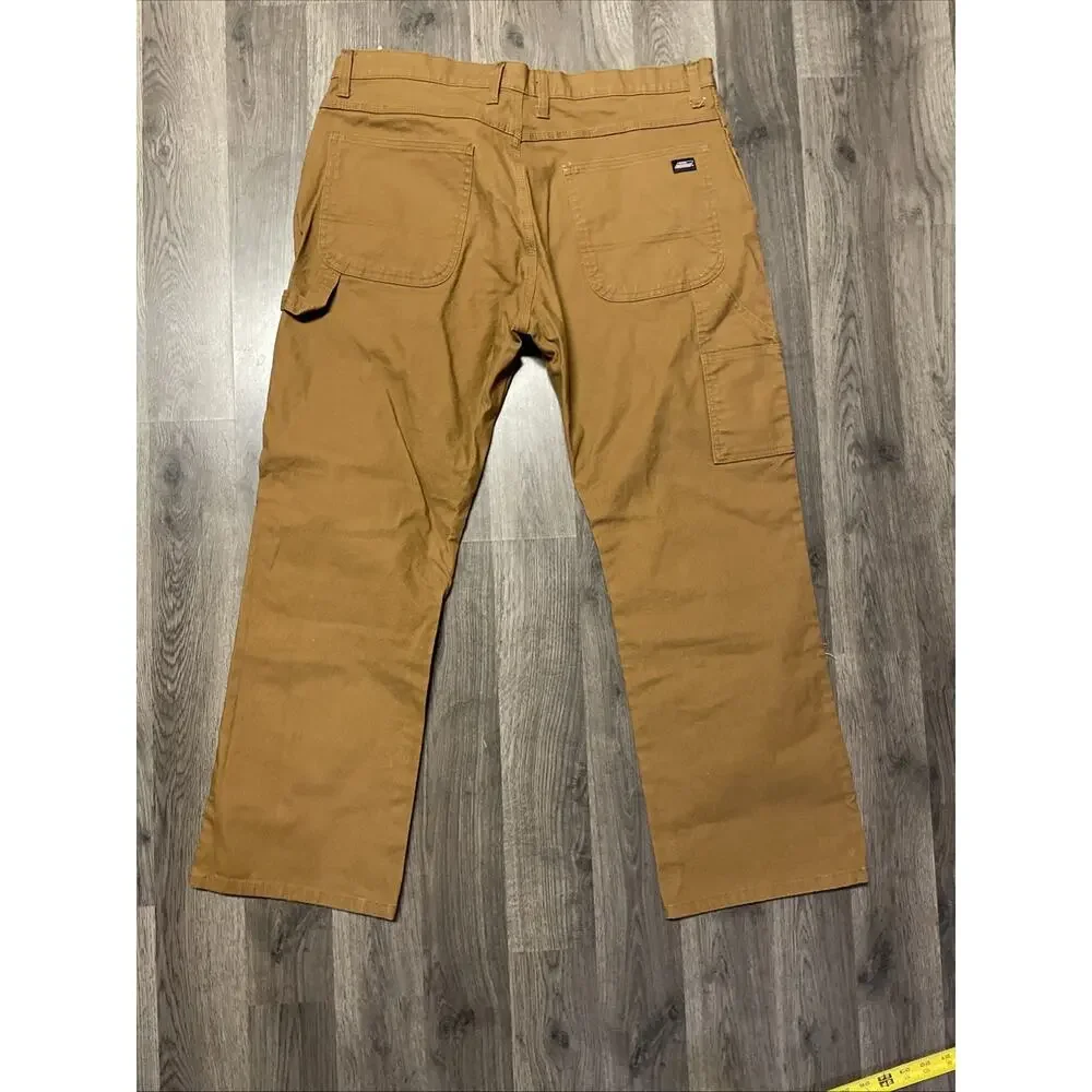 Dickies Carpenter Work Pants Mens 36x30 Brown Relaxed Fit Hammer Loop Cotton